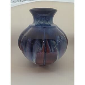 Signed Bill Campbell Studio Art Drip Glaze Pottery Vase 8"